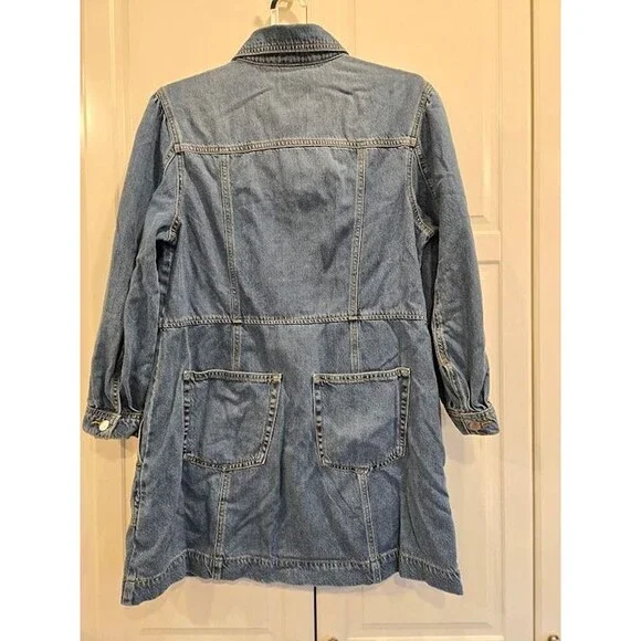 Universal Thead Long Sleeve Zip Front Mini Denim Dress -Womens LARGE - NEW - Picture 6 of 6